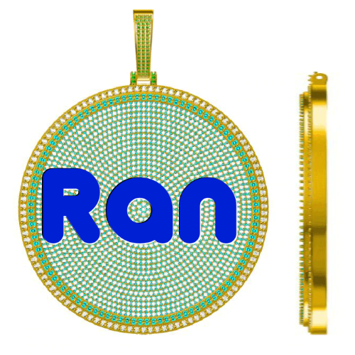 CUSTOM LETTER NECKLACE 3D BIG DISC