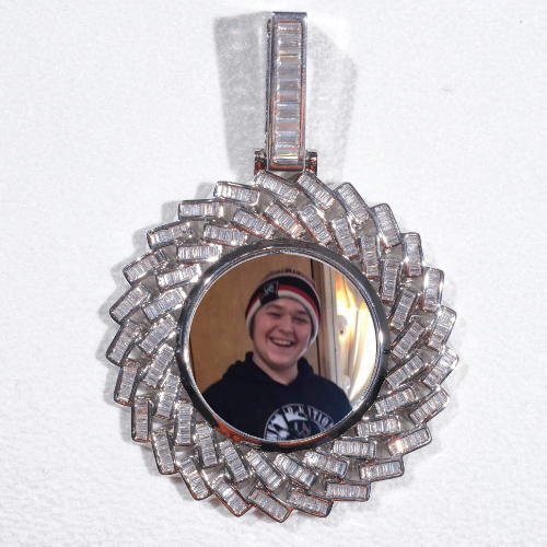 Large 3D Baguette Custom Picture Pendant