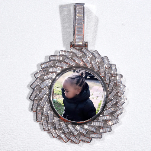 Large 3D Baguette Custom Picture Pendant