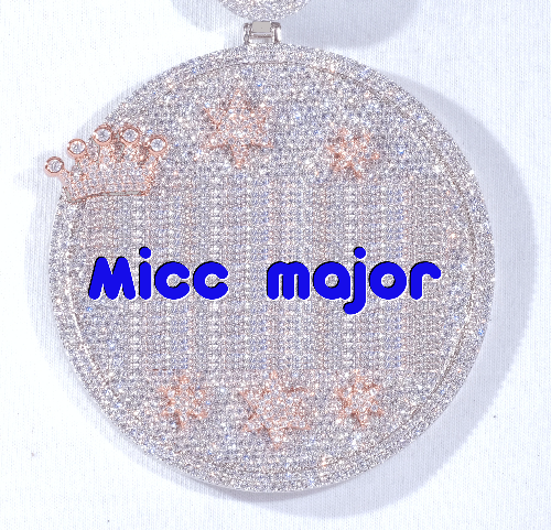 CUSTOM LETTER NECKLACE 3D BIG CROWN DISC