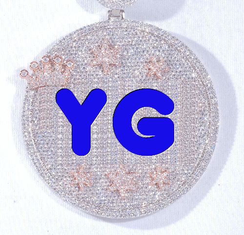 CUSTOM LETTER NECKLACE 3D BIG CROWN DISC