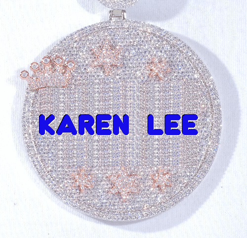 CUSTOM LETTER NECKLACE 3D BIG CROWN DISC