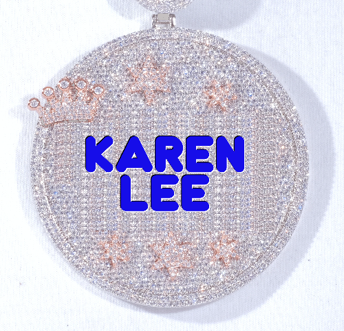 CUSTOM LETTER NECKLACE 3D BIG CROWN DISC