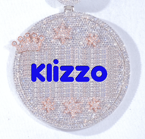 CUSTOM LETTER NECKLACE 3D BIG CROWN DISC