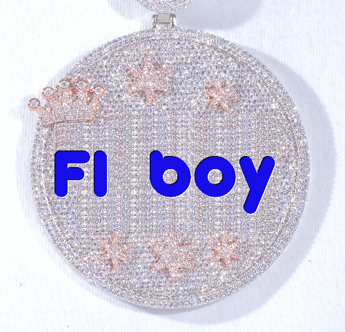 CUSTOM LETTER NECKLACE 3D BIG CROWN DISC