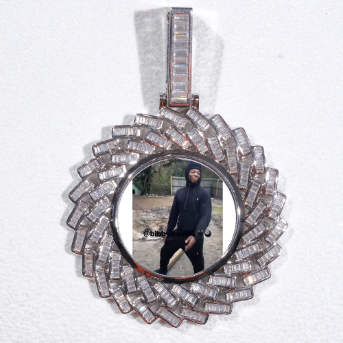 Large 3D Baguette Custom Picture Pendant