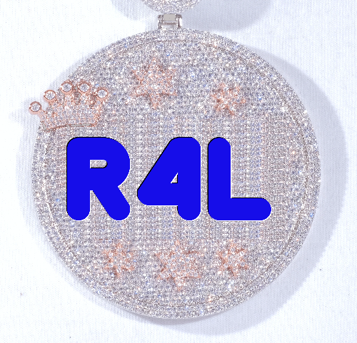CUSTOM LETTER NECKLACE 3D BIG CROWN DISC