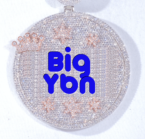 CUSTOM LETTER NECKLACE 3D BIG CROWN DISC