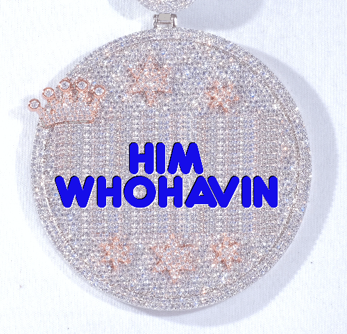 CUSTOM LETTER NECKLACE 3D BIG CROWN DISC