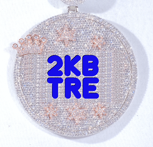 CUSTOM LETTER NECKLACE 3D BIG CROWN DISC