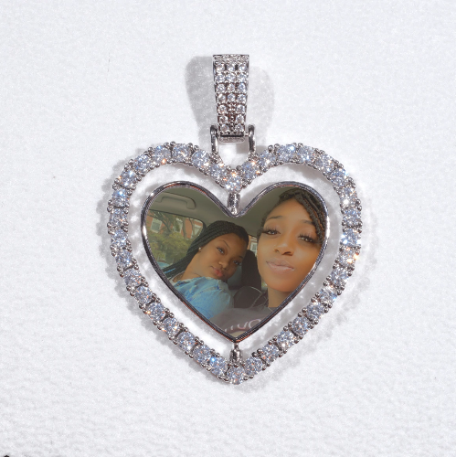 3D Spinning 2-Faced Heart Custom Picture Pendant