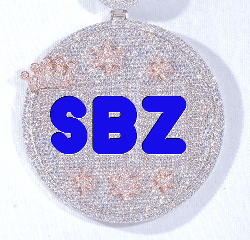 CUSTOM LETTER NECKLACE 3D BIG CROWN DISC