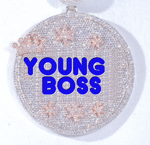 CUSTOM LETTER NECKLACE 3D BIG CROWN DISC