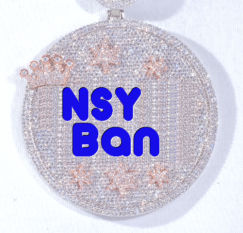 CUSTOM LETTER NECKLACE 3D BIG CROWN DISC