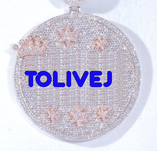 CUSTOM LETTER NECKLACE 3D BIG CROWN DISC