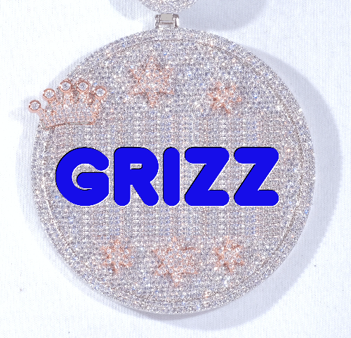 CUSTOM LETTER NECKLACE 3D BIG CROWN DISC