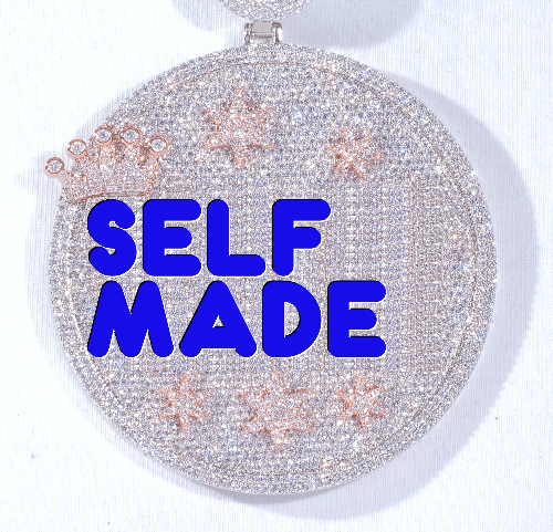 CUSTOM LETTER NECKLACE 3D BIG CROWN DISC