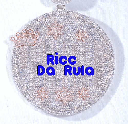 CUSTOM LETTER NECKLACE 3D BIG CROWN DISC