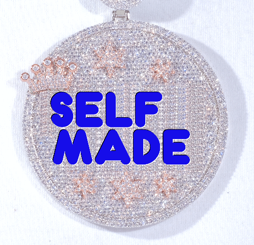 CUSTOM LETTER NECKLACE 3D BIG CROWN DISC