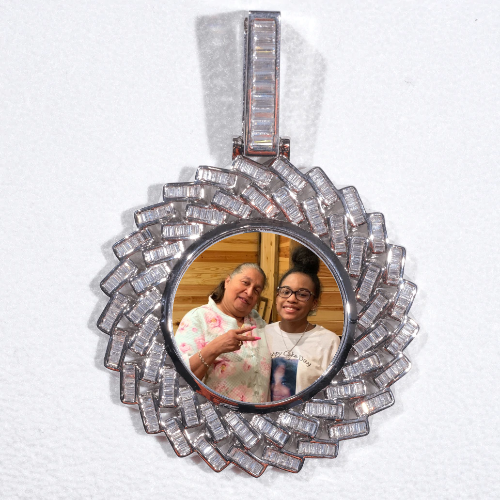 Large 3D Baguette Custom Picture Pendant