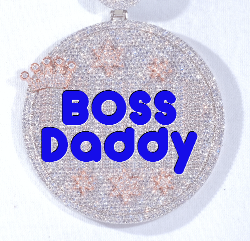 CUSTOM LETTER NECKLACE 3D BIG CROWN DISC