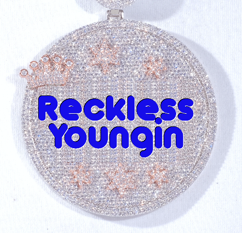 CUSTOM LETTER NECKLACE 3D BIG CROWN DISC