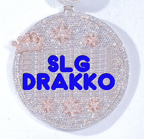 CUSTOM LETTER NECKLACE 3D BIG CROWN DISC