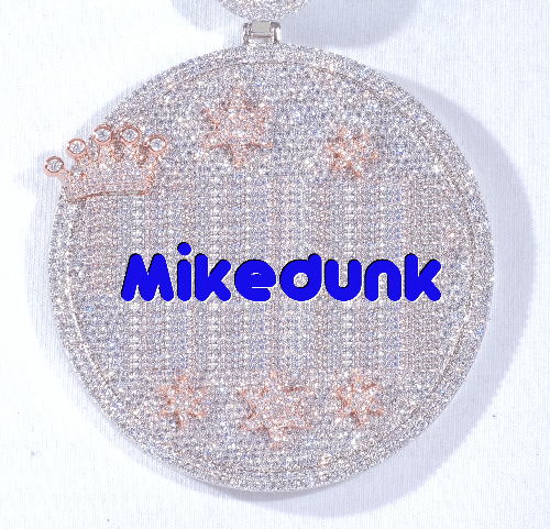 CUSTOM LETTER NECKLACE 3D BIG CROWN DISC