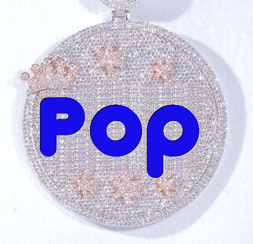 CUSTOM LETTER NECKLACE 3D BIG CROWN DISC