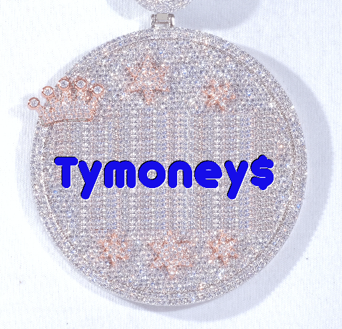 CUSTOM LETTER NECKLACE 3D BIG CROWN DISC