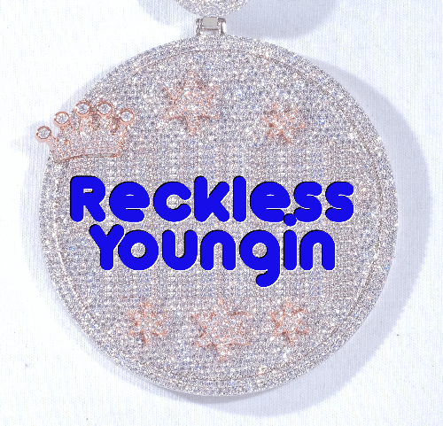 CUSTOM LETTER NECKLACE 3D BIG CROWN DISC
