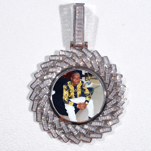 Large 3D Baguette Custom Picture Pendant