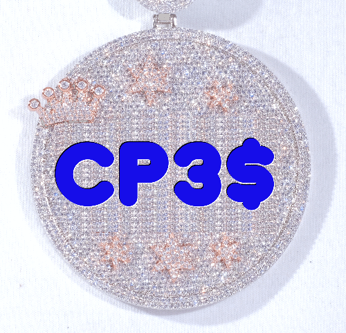 CUSTOM LETTER NECKLACE 3D BIG CROWN DISC