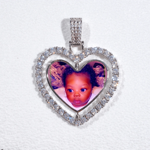 3D Spinning 2-Faced Heart Custom Picture Pendant