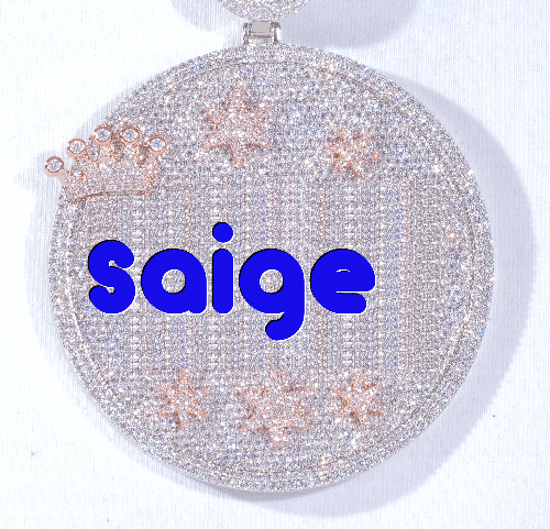 CUSTOM LETTER NECKLACE 3D BIG CROWN DISC
