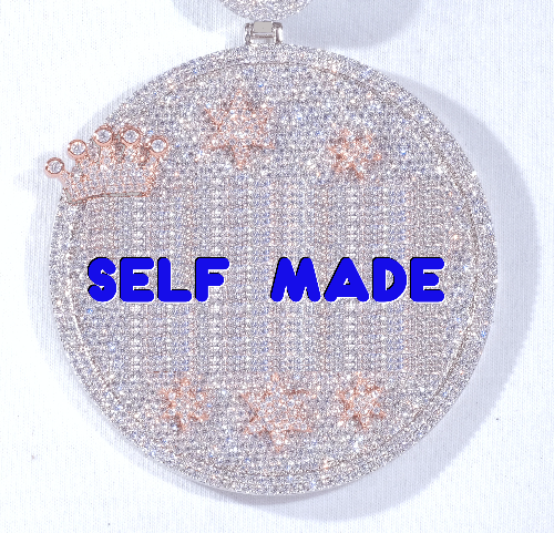 CUSTOM LETTER NECKLACE 3D BIG CROWN DISC