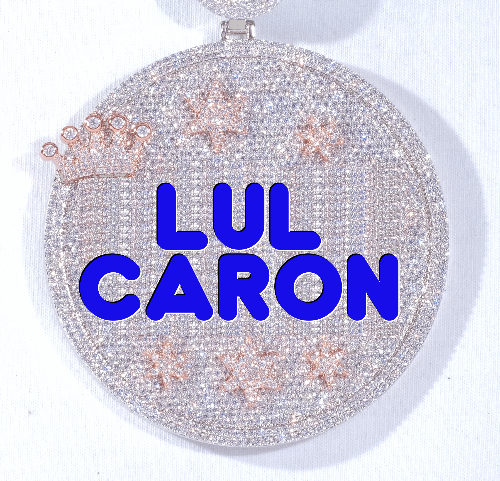 CUSTOM LETTER NECKLACE 3D BIG CROWN DISC