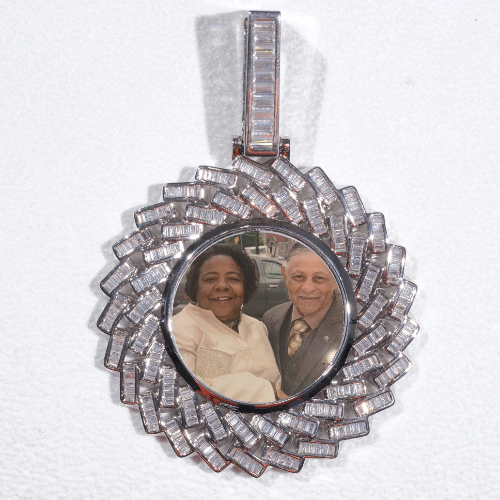Large 3D Baguette Custom Picture Pendant