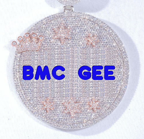 CUSTOM LETTER NECKLACE 3D BIG CROWN DISC