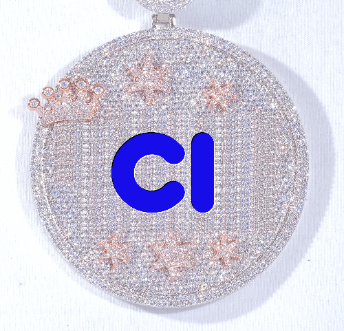 CUSTOM LETTER NECKLACE 3D BIG CROWN DISC