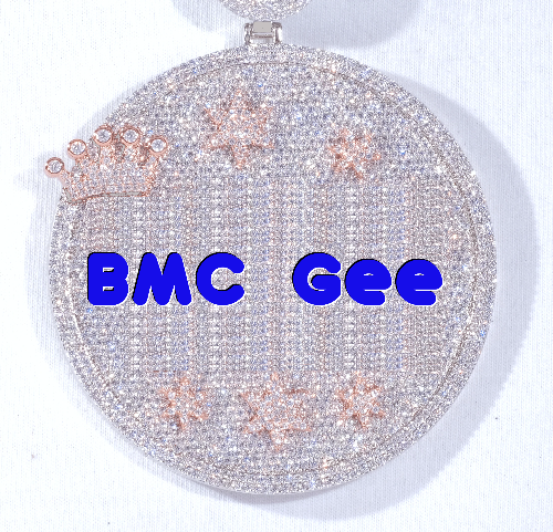 CUSTOM LETTER NECKLACE 3D BIG CROWN DISC