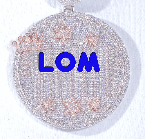 CUSTOM LETTER NECKLACE 3D BIG CROWN DISC