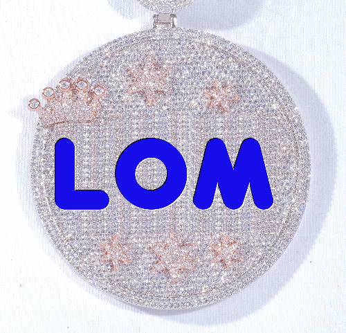 CUSTOM LETTER NECKLACE 3D BIG CROWN DISC