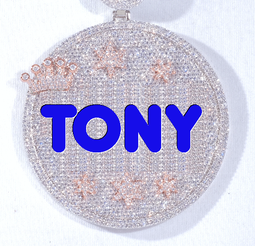 CUSTOM LETTER NECKLACE 3D BIG CROWN DISC