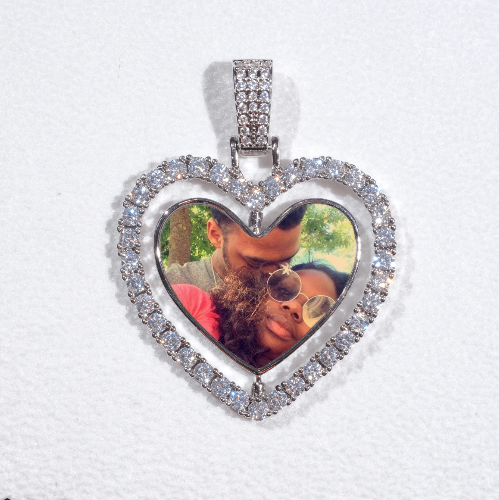 3D Spinning 2-Faced Heart Custom Picture Pendant