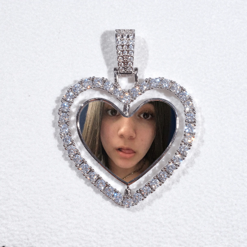 3D Spinning 2-Faced Heart Custom Picture Pendant