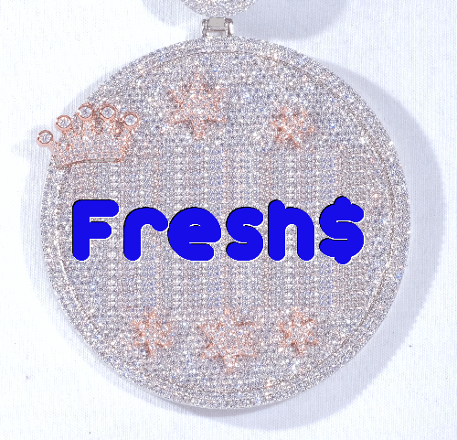 CUSTOM LETTER NECKLACE 3D BIG CROWN DISC