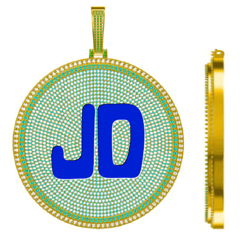 CUSTOM LETTER NECKLACE 3D BIG DISC
