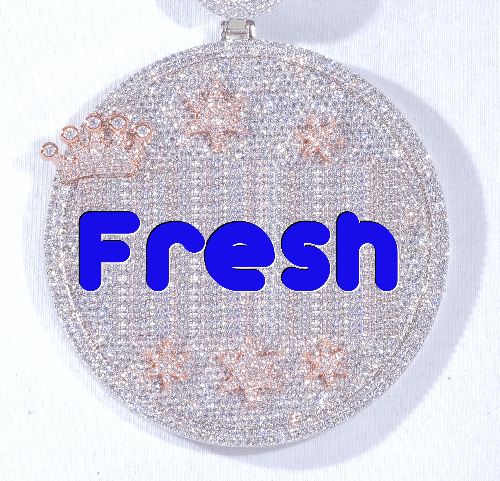 CUSTOM LETTER NECKLACE 3D BIG CROWN DISC