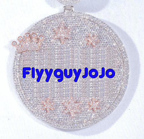 CUSTOM LETTER NECKLACE 3D BIG CROWN DISC